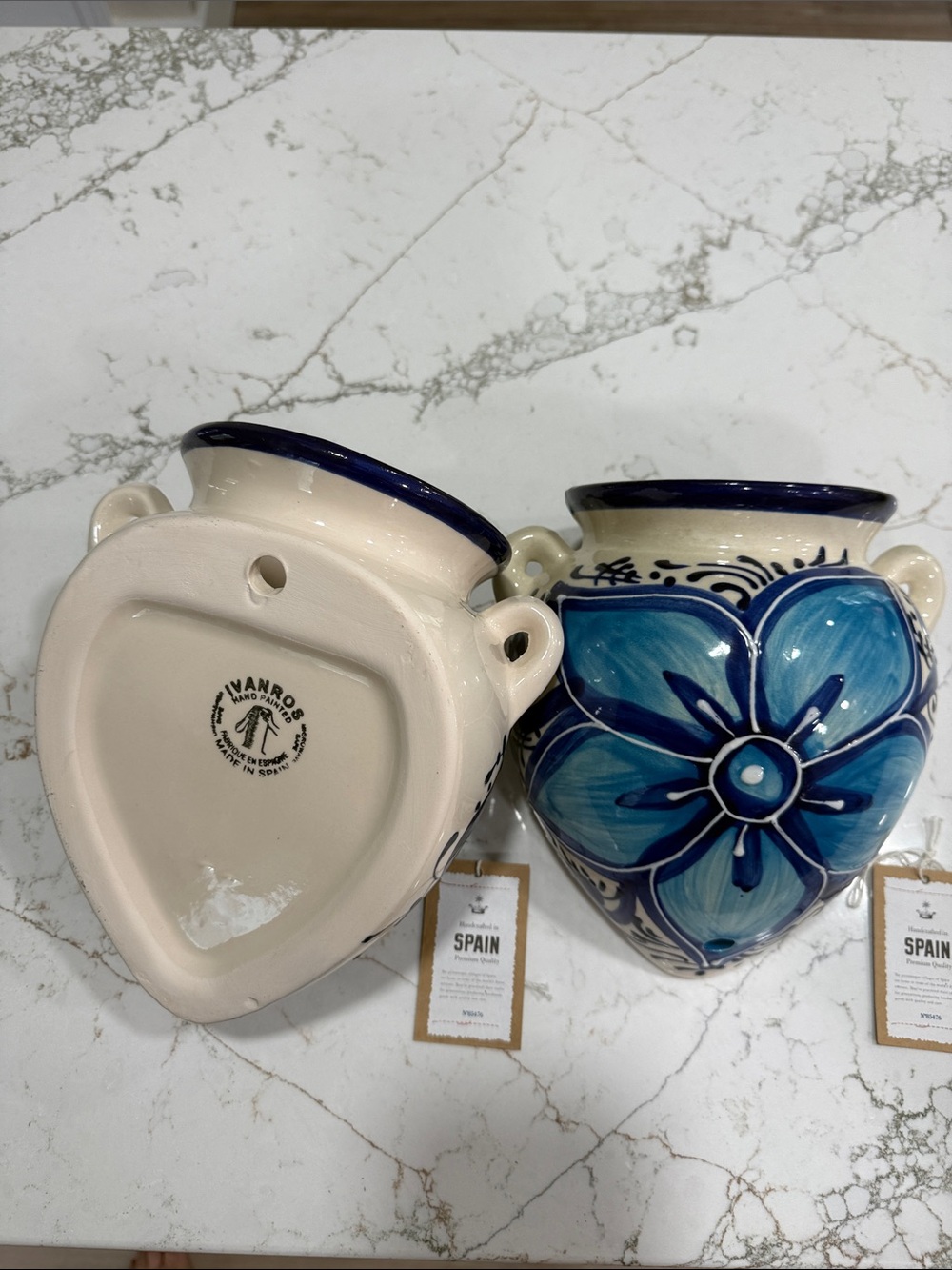 Handcrafted Spanish Blue Floral Ceramic Wall Decor. - Picture 6 of 11